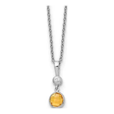 Sterling Silver Citrine & Diamond Necklace