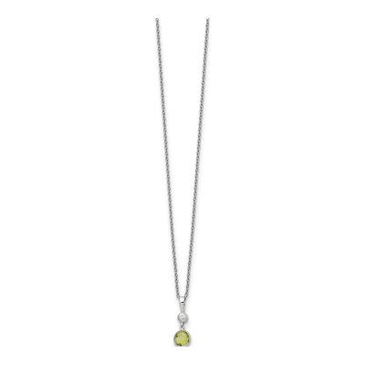 Sterling Silver Peridot & Diamond Necklace – view 3