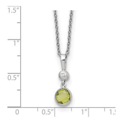 Sterling Silver Peridot & Diamond Necklace – view 5