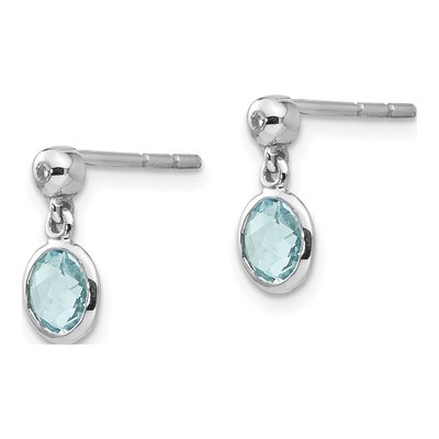 Sterling Silver Swiss Blue Topaz & Diamond Teardrop Dangle Earrings – view 3