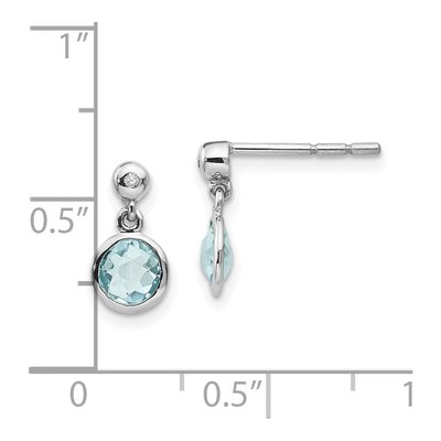Sterling Silver Swiss Blue Topaz & Diamond Teardrop Dangle Earrings – view 5
