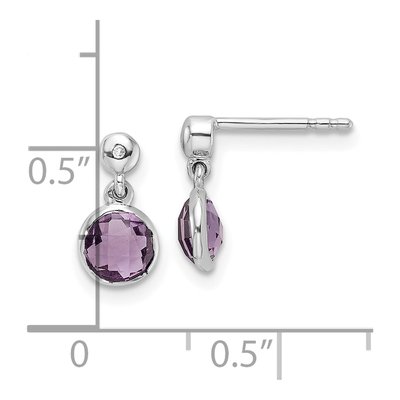 Sterling Silver Amethyst & Diamond Dangle Earrings – view 5