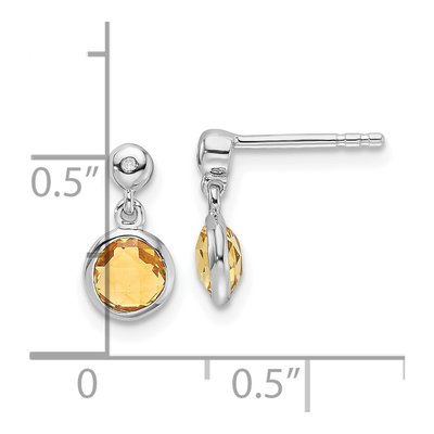 Sterling Silver Citrine & Diamond Dangle Earrings – view 5