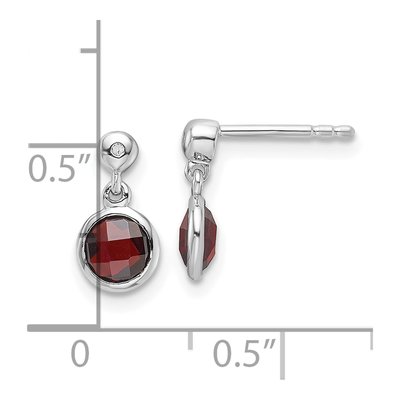Sterling Silver Garnet & Diamond Dangle Earrings – view 5