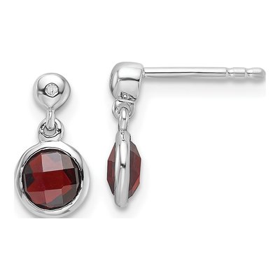 Sterling Silver Garnet & Diamond Dangle Earrings