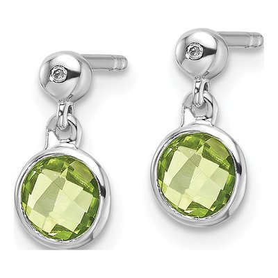 Sterling Silver Peridot & Diamond Dangle Earrings – view 3