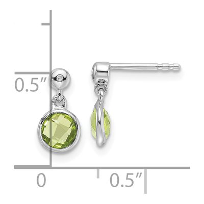Sterling Silver Peridot & Diamond Dangle Earrings – view 5