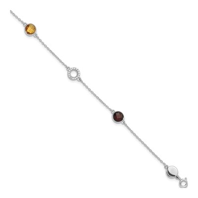 Sterling Silver 1/15 ct tw Citrine & Garnet Bracelet