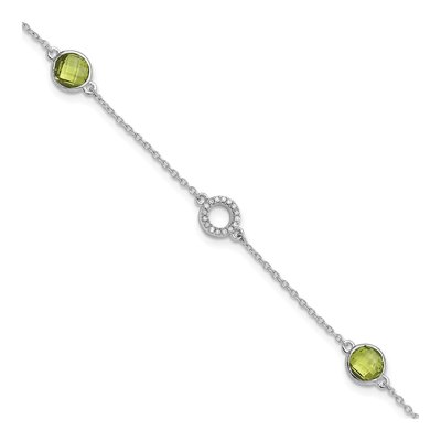 Sterling Silver 1/15 ct tw Peridot & Diamond Plus Bracelet