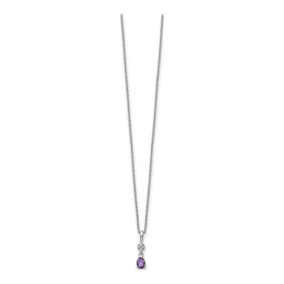 Sterling Silver Amethyst & Diamond Pendant Necklace – view 3