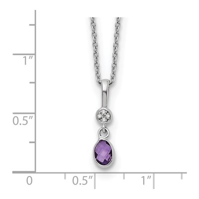 Sterling Silver Amethyst & Diamond Pendant Necklace – view 4