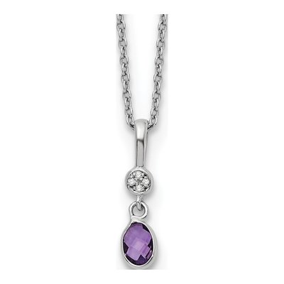 Sterling Silver Amethyst & Diamond Pendant Necklace