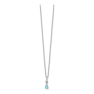 Sterling Silver Swiss Blue Topaz & Diamond Necklace – view 3