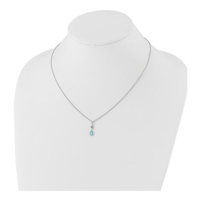 Sterling Silver Swiss Blue Topaz & Diamond Necklace – view 4
