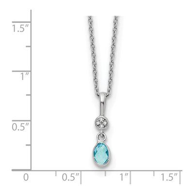 Sterling Silver Swiss Blue Topaz & Diamond Necklace – view 5