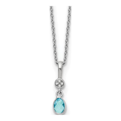 Sterling Silver Swiss Blue Topaz & Diamond Necklace