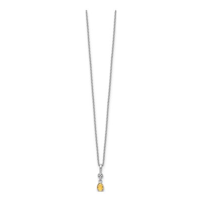 Sterling Silver Citrine & Diamond Necklace – view 3