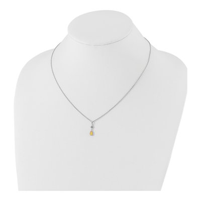 Sterling Silver Citrine & Diamond Necklace – view 4