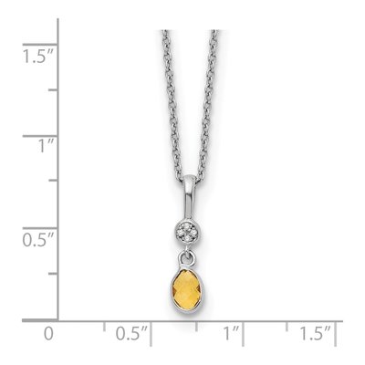 Sterling Silver Citrine & Diamond Necklace – view 5