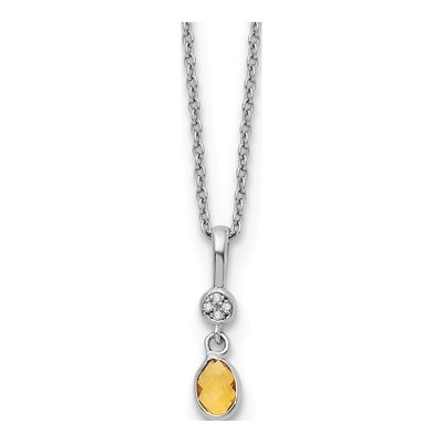 Sterling Silver Citrine & Diamond Necklace