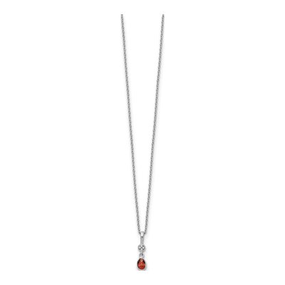 Sterling Silver Garnet & Diamond Necklace – view 3