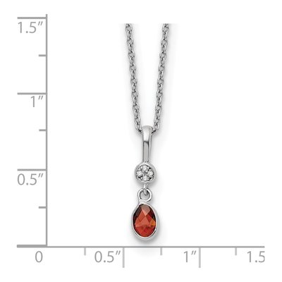 Sterling Silver Garnet & Diamond Necklace – view 5