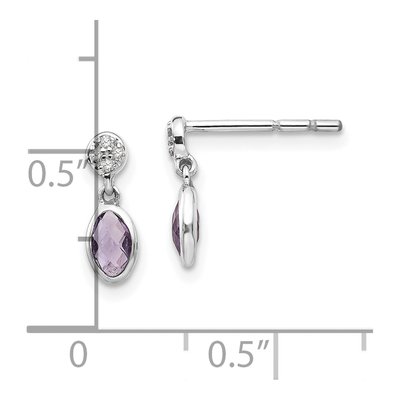 Sterling Silver Amethyst & Diamond Dangle Earrings – view 5