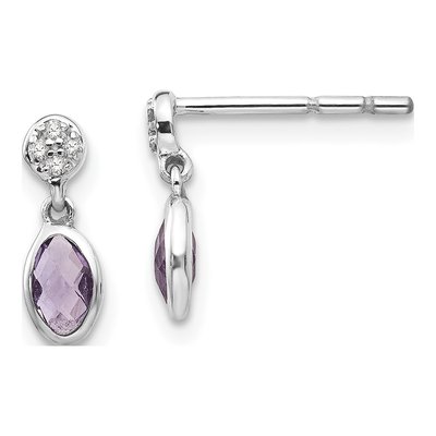 Sterling Silver Amethyst & Diamond Dangle Earrings