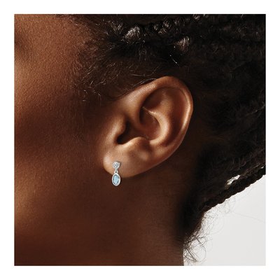 Sterling Silver Swiss Blue Topaz & Diamond Dangle Earrings – view 4