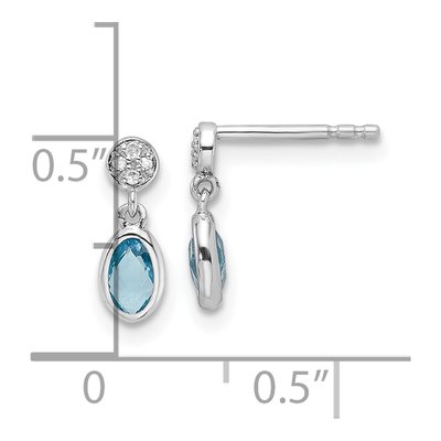 Sterling Silver Swiss Blue Topaz & Diamond Dangle Earrings – view 5
