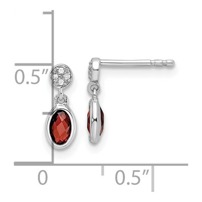 Sterling Silver Garnet & Diamond Dangle Earrings – view 5