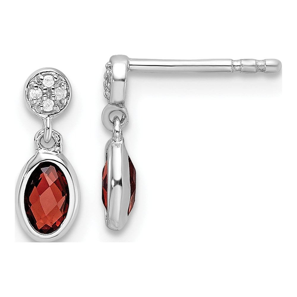 Sterling Silver Garnet & Diamond Dangle Earrings