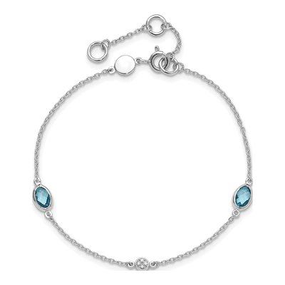 Sterling Silver Swiss Blue Topaz & Diamond Bracelet – view 2