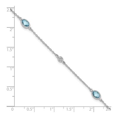 Sterling Silver Swiss Blue Topaz & Diamond Bracelet – view 3