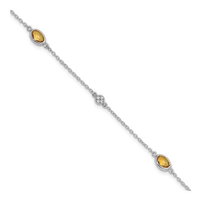 Sterling Silver Citrine & Diamond Bracelet