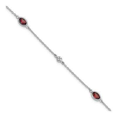 Sterling Silver Garnet & Diamond With1 Bracelet