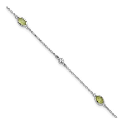 Sterling Silver Peridot & Diamond Bracelet