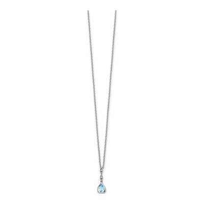 Sterling Silver Swiss Blue Topaz & Diamond Teardrop Pendant Necklace – view 3