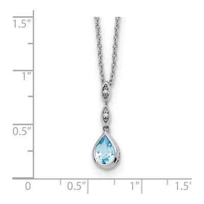 Sterling Silver Swiss Blue Topaz & Diamond Teardrop Pendant Necklace – view 4