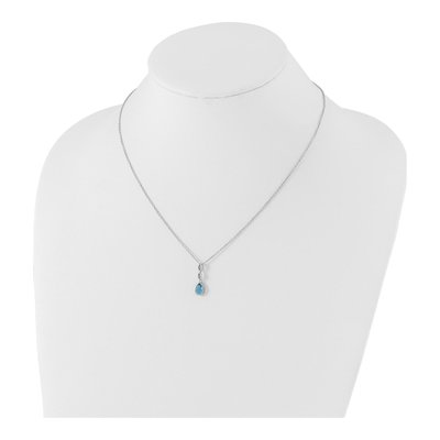Sterling Silver Swiss Blue Topaz & Diamond Teardrop Pendant Necklace – view 5