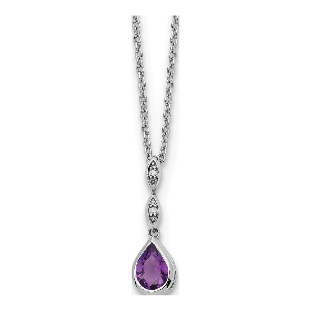 Sterling Silver Amethyst & Diamond Necklace, 18"