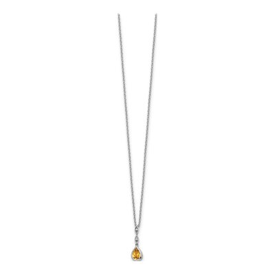 Sterling Silver Diamond & Citrine Teardrop Necklace – view 3