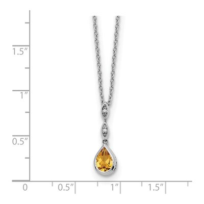 Sterling Silver Diamond & Citrine Teardrop Necklace – view 5