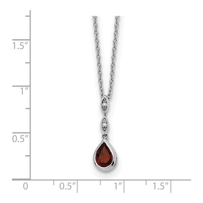 Sterling Silver Garnet & Diamond Teardrop Necklace – view 5