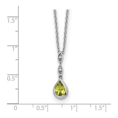 Sterling Silver Peridot & Diamond Teardrop Necklace – view 5