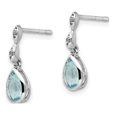 Sterling Silver Sky Blue Topaz & Diamond Teardrop Dangle Earrings – view 3