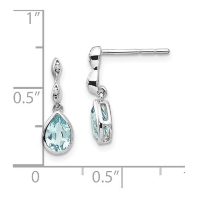Sterling Silver Sky Blue Topaz & Diamond Teardrop Dangle Earrings – view 5