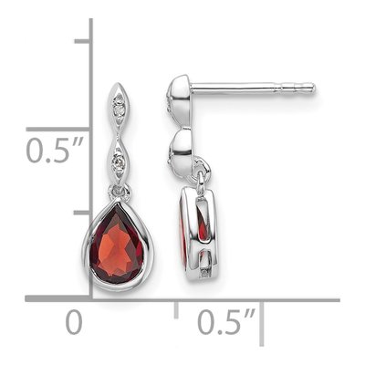 Sterling Silver Garnet & Diamond Dangle Earrings – view 5