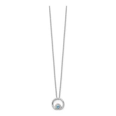 Sterling Silver 1/20 ct tw Swiss Blue Topaz & Diamond Pendant Necklace – view 3