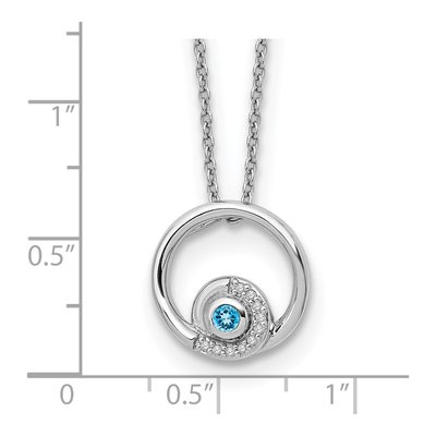 Sterling Silver 1/20 ct tw Swiss Blue Topaz & Diamond Pendant Necklace – view 5